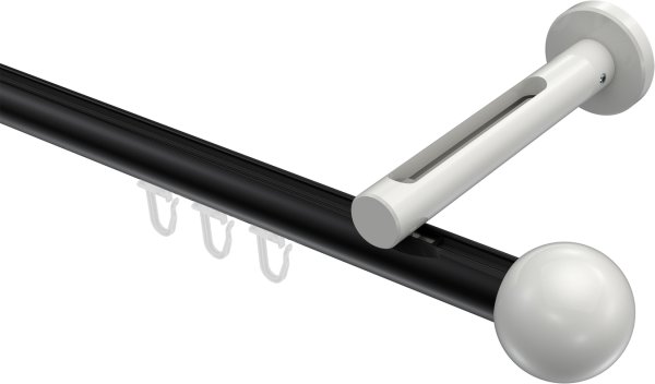 Innenlauf Gardinenstange Aluminium / Metall 20 mm Ø SITENO - Luino Schwarz / Weiß 100 cm
