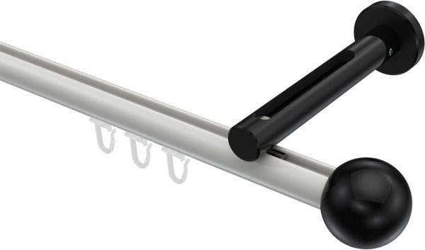 Innenlauf Gardinenstange Aluminium / Metall 20 mm Ø SITENO - Luino Weiß / Schwarz 100 cm