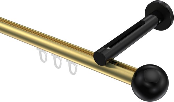 Innenlauf Gardinenstange Aluminium / Metall 20 mm Ø SITENO - Luino Messing-Optik / Schwarz 100 cm