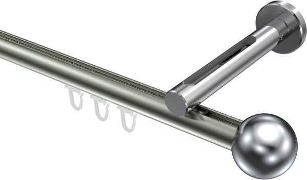 Innenlauf Gardinenstange Aluminium / Metall 20 mm Ø SITENO - Luino Edelstahl-Optik / Chrom 100 cm