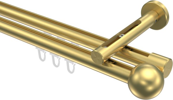 Innenlauf Gardinenstange Messing-Optik 20 mm Ø 2-läufig SITENO - Luino 100 cm