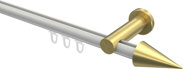 Innenlauf Gardinenstange Aluminium / Metall 20 mm Ø PLATON - Savio Weiß / Messing-Optik 100 cm