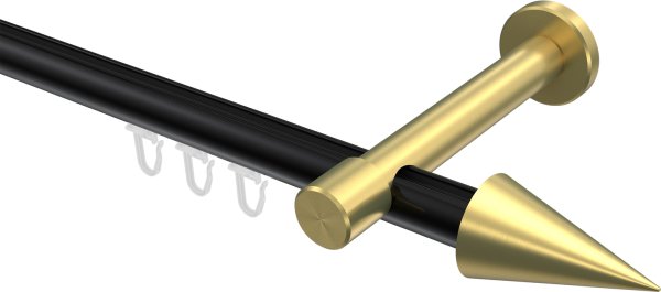 Innenlauf Gardinenstange Aluminium / Metall 20 mm Ø PRESTIGE - Savio Schwarz / Messing-Optik 100 cm
