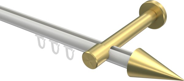 Innenlauf Gardinenstange Aluminium / Metall 20 mm Ø PRESTIGE - Savio Weiß / Messing-Optik 100 cm