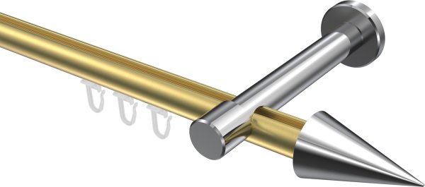 Innenlauf Gardinenstange Aluminium / Metall 20 mm Ø PRESTIGE - Savio Messing-Optik / Chrom 100 cm