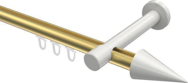 Innenlauf Gardinenstange Aluminium / Metall 20 mm Ø PRESTIGE - Savio Messing-Optik / Weiß 100 cm