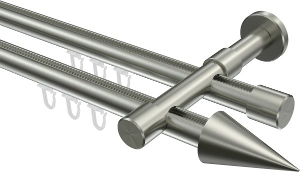 Innenlauf Gardinenstange Edelstahl-Optik 20 mm Ø 2-läufig PRESTIGE - Savio