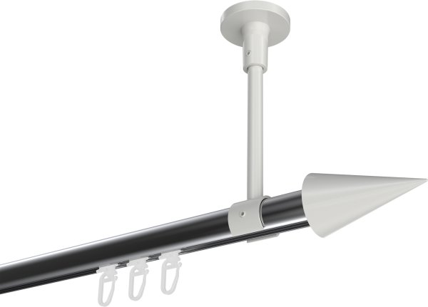 Innenlauf Gardinenstange Aluminium / Metall 20 mm Ø SONETTE - Savio Chrom / Weiß 420 cm (3 x 140 cm)