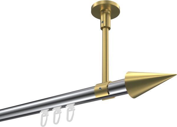 Innenlauf Gardinenstange Aluminium / Metall 20 mm Ø SONETTE - Savio Chrom / Messing-Optik 420 cm (3 x 140 cm)