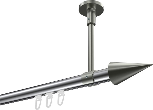 Innenlauf Gardinenstange Aluminium / Metall 20 mm Ø SONETTE - Savio Chrom / Edelstahl-Optik 420 cm (3 x 140 cm)