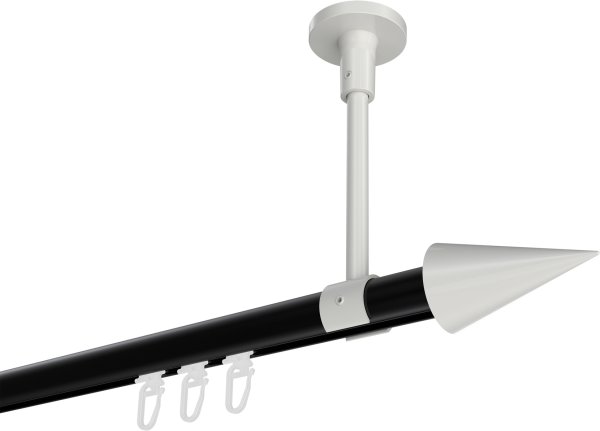 Innenlauf Gardinenstange Aluminium / Metall 20 mm Ø SONETTE - Savio Schwarz / Weiß 420 cm (3 x 140 cm)