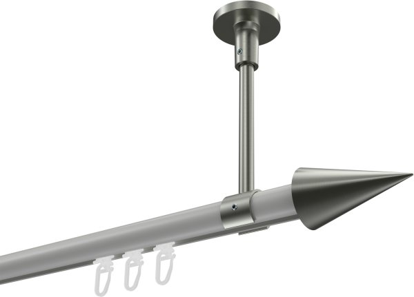 Innenlauf Gardinenstange Aluminium / Metall 20 mm Ø SONETTE - Savio Weiß / Edelstahl-Optik 420 cm (3 x 140 cm)