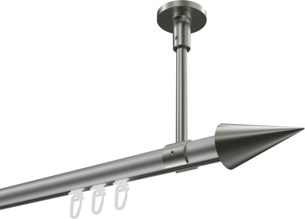 Innenlauf Gardinenstange Aluminium / Metall 20 mm Ø SONETTE - Savio Silbergrau / Edelstahl-Optik 420 cm (3 x 140 cm)
