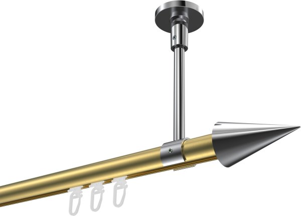 Innenlauf Gardinenstange Aluminium / Metall 20 mm Ø SONETTE - Savio Messing-Optik / Chrom 420 cm (3 x 140 cm)