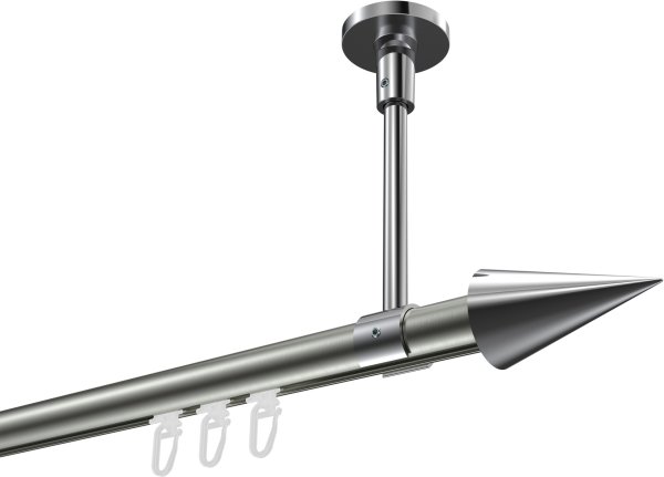 Innenlauf Gardinenstange Aluminium / Metall 20 mm Ø SONETTE - Savio Edelstahl-Optik / Chrom 420 cm (3 x 140 cm)
