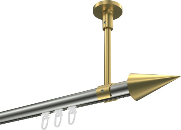 Innenlauf Gardinenstange Edelstahl-Optik / Messing-Optik 20 mm Ø SONETTE - Savio 420 cm (3 x 140 cm)