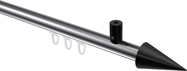 Innenlauf Gardinenstange Aluminium / Metall 20 mm Ø SONIUS - Savio Chrom / Schwarz 100 cm