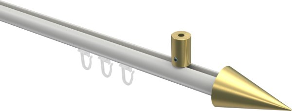 Innenlauf Gardinenstange Aluminium / Metall 20 mm Ø SONIUS - Savio Weiß / Messing-Optik 100 cm