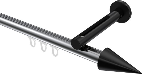 Innenlauf Gardinenstange Aluminium / Metall 20 mm Ø SITENO - Savio Chrom / Schwarz 100 cm