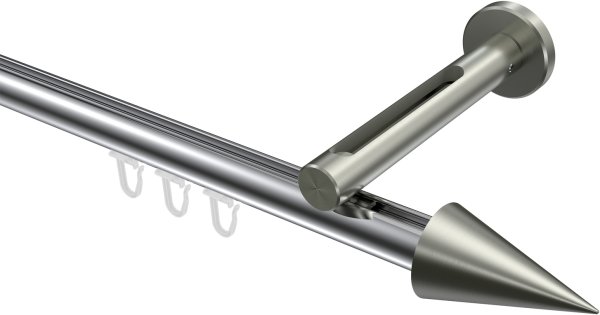 Innenlauf Gardinenstange Aluminium / Metall 20 mm Ø SITENO - Savio Chrom / Edelstahl-Optik 100 cm