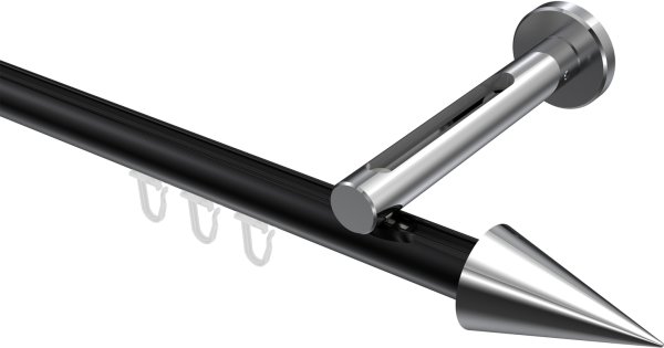 Innenlauf Gardinenstange Aluminium / Metall 20 mm Ø SITENO - Savio Schwarz / Chrom 100 cm