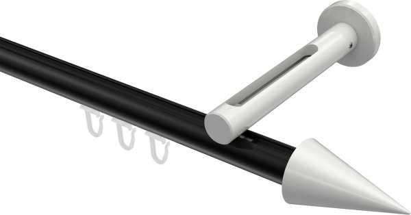 Innenlauf Gardinenstange Aluminium / Metall 20 mm Ø SITENO - Savio Schwarz / Weiß 100 cm