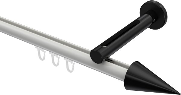Innenlauf Gardinenstange Aluminium / Metall 20 mm Ø SITENO - Savio Weiß / Schwarz 100 cm