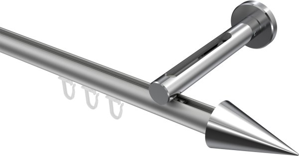 Innenlauf Gardinenstange Aluminium / Metall 20 mm Ø SITENO - Savio Silbergrau / Chrom 100 cm