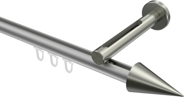 Innenlauf Gardinenstange Aluminium / Metall 20 mm Ø SITENO - Savio Silbergrau / Edelstahl-Optik 100 cm