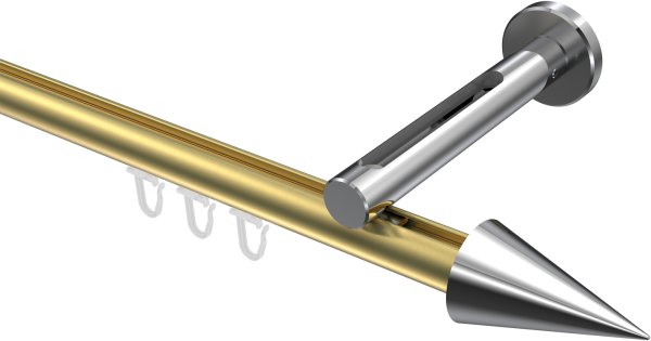 Innenlauf Gardinenstange Aluminium / Metall 20 mm Ø SITENO - Savio Messing-Optik / Chrom 100 cm
