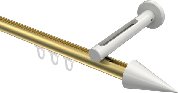 Innenlauf Gardinenstange Aluminium / Metall 20 mm Ø SITENO - Savio Messing-Optik / Weiß 100 cm