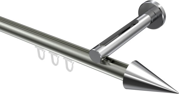Innenlauf Gardinenstange Aluminium / Metall 20 mm Ø SITENO - Savio Edelstahl-Optik / Chrom 100 cm