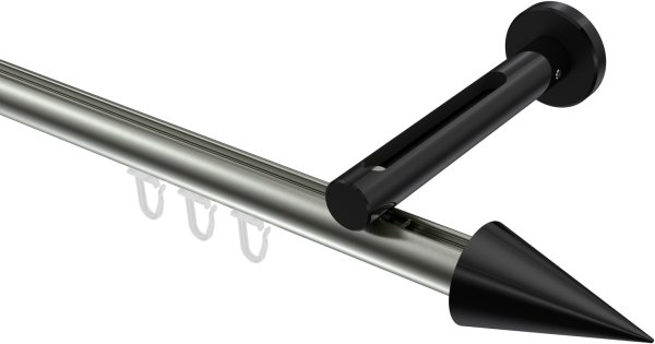 Innenlauf Gardinenstange Aluminium / Metall 20 mm Ø SITENO - Savio Edelstahl-Optik / Schwarz 240 cm