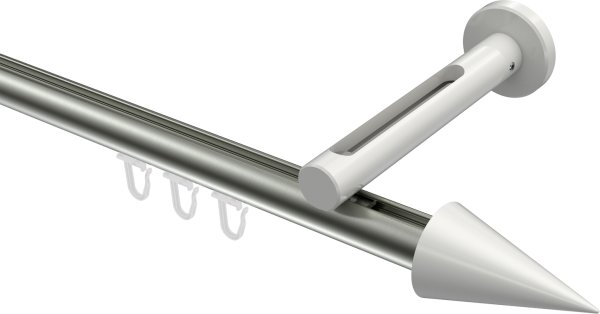 Innenlauf Gardinenstange Aluminium / Metall 20 mm Ø SITENO - Savio Edelstahl-Optik / Weiß 100 cm