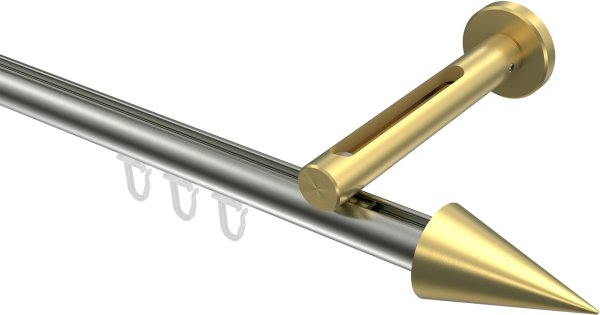 Innenlauf Gardinenstange Edelstahl-Optik / Messing-Optik 20 mm Ø SITENO - Savio 100 cm