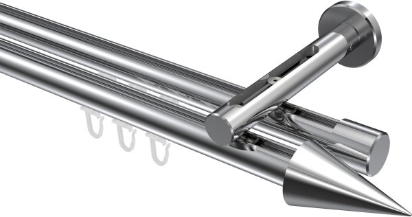 Innenlauf Gardinenstange Aluminium / Metall 20 mm Ø 2-läufig SITENO - Savio Chrom