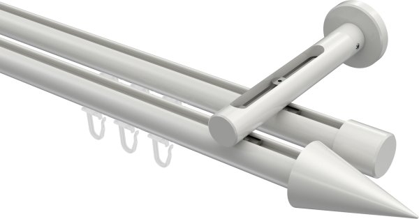 Innenlauf Gardinenstange Aluminium / Metall 20 mm Ø 2-läufig SITENO - Savio Weiß 100 cm
