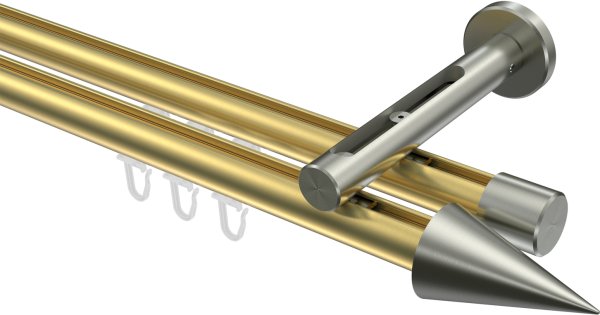 Innenlauf Gardinenstange Messing-Optik / Edelstahl-Optik 20 mm Ø 2-läufig SITENO - Savio 100 cm