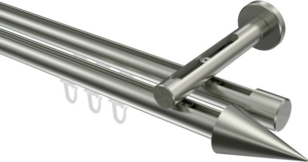 Innenlauf Gardinenstange Edelstahl-Optik 20 mm Ø 2-läufig SITENO - Savio 240 cm