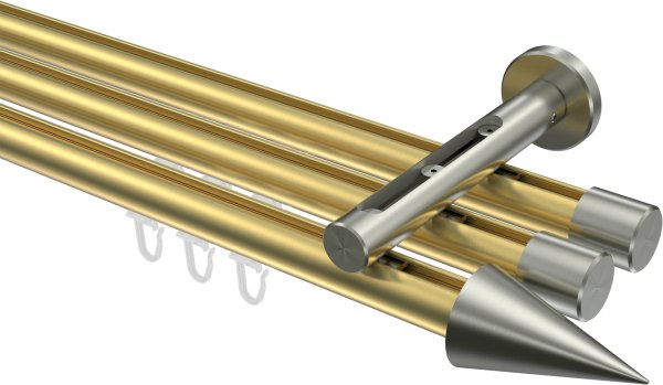 Innenlauf Gardinenstange Messing-Optik / Edelstahl-Optik 20 mm Ø 3-läufig SITENO - Savio 100 cm