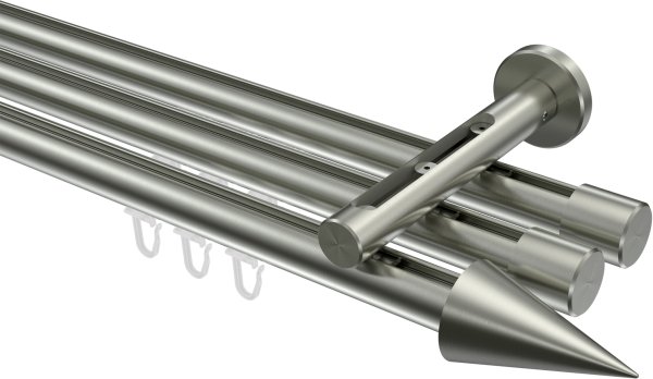 Innenlauf Gardinenstange Edelstahl-Optik 20 mm Ø 3-läufig SITENO - Savio 100 cm