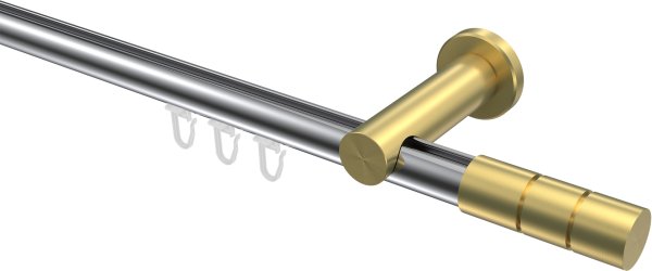 Innenlauf Gardinenstange Aluminium / Metall 20 mm Ø PLATON - Elanto Chrom / Messing-Optik 100 cm