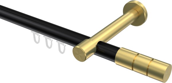 Innenlauf Gardinenstange Aluminium / Metall 20 mm Ø PRESTIGE - Elanto Schwarz / Messing-Optik 100 cm
