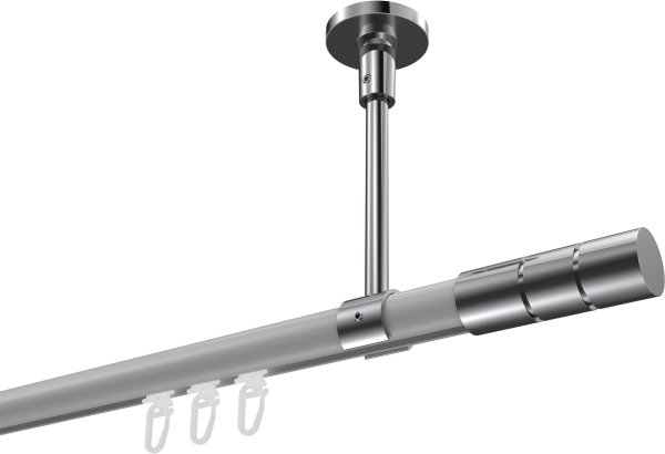 Innenlauf Gardinenstange Aluminium / Metall 20 mm Ø SONETTE - Elanto Weiß / Chrom 420 cm (3 x 140 cm)