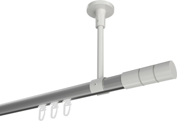 Innenlauf Gardinenstange Aluminium / Metall 20 mm Ø SONETTE - Elanto Silbergrau / Weiß 420 cm (3 x 140 cm)