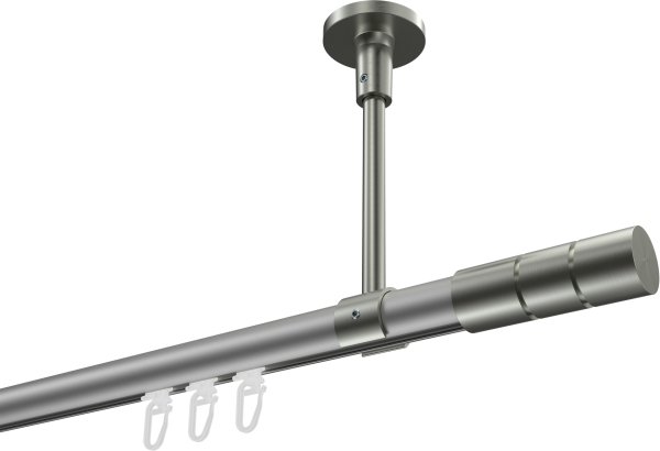 Innenlauf Gardinenstange Aluminium / Metall 20 mm Ø SONETTE - Elanto Silbergrau / Edelstahl-Optik 420 cm (3 x 140 cm)