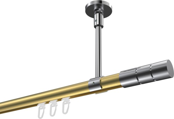 Innenlauf Gardinenstange Aluminium / Metall 20 mm Ø SONETTE - Elanto Messing-Optik / Chrom 420 cm (3 x 140 cm)