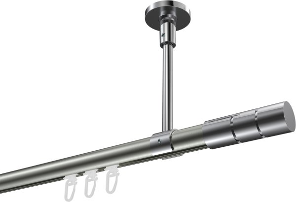 Innenlauf Gardinenstange Aluminium / Metall 20 mm Ø SONETTE - Elanto Edelstahl-Optik / Chrom 420 cm (3 x 140 cm)