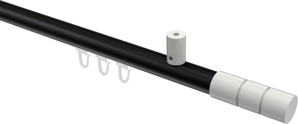 Innenlauf Gardinenstange Aluminium / Metall 20 mm Ø SONIUS - Elanto Schwarz / Weiß 100 cm