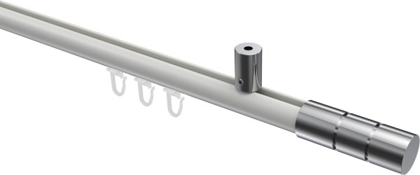 Innenlauf Gardinenstange Aluminium / Metall 20 mm Ø SONIUS - Elanto Weiß / Chrom 100 cm